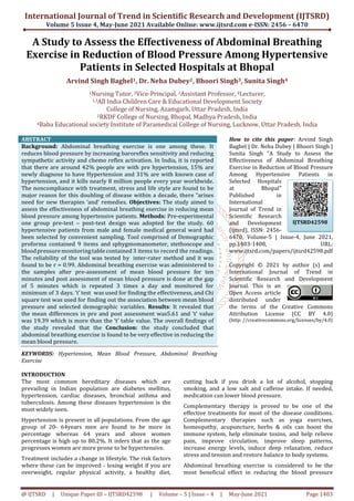 A Study to Assess the Effectiveness of Abdominal Breathing Exercise in ...