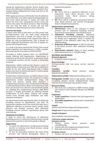 A Study to Assess the Effectiveness of Abdominal Breathing Exercise in ...