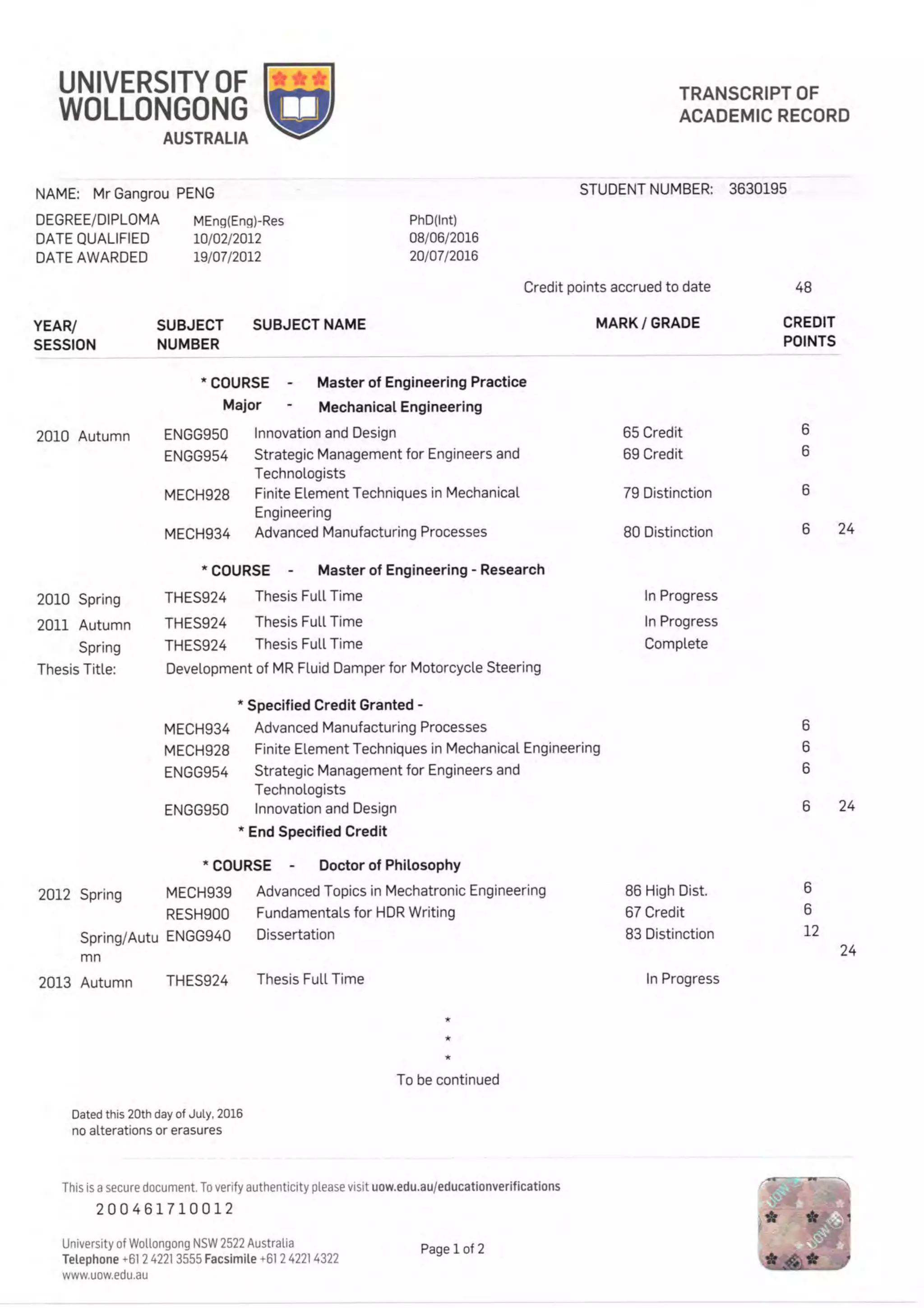 Transcript Conversion Certificate Transcript and certificate | PDF