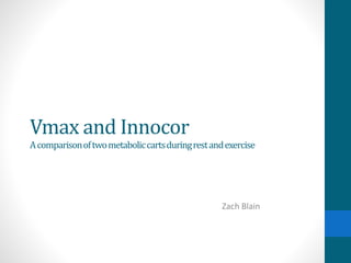 Vmax and Innocor
Acomparisonoftwometaboliccartsduringrestandexercise
Zach Blain
 