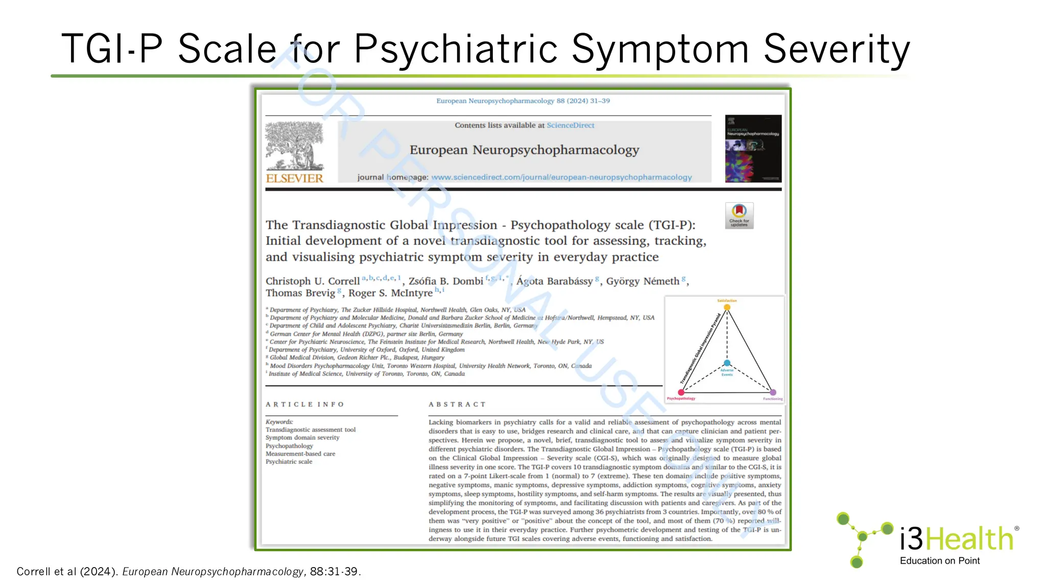 TGI-P Scale for Psychiatric Symptom Severity
Correll et al (2024). European Neuropsychopharmacology, 88:31-39.
F
O
R
P
E
R
S
O
N
A
L
U
S
E
O
N
L
Y
 