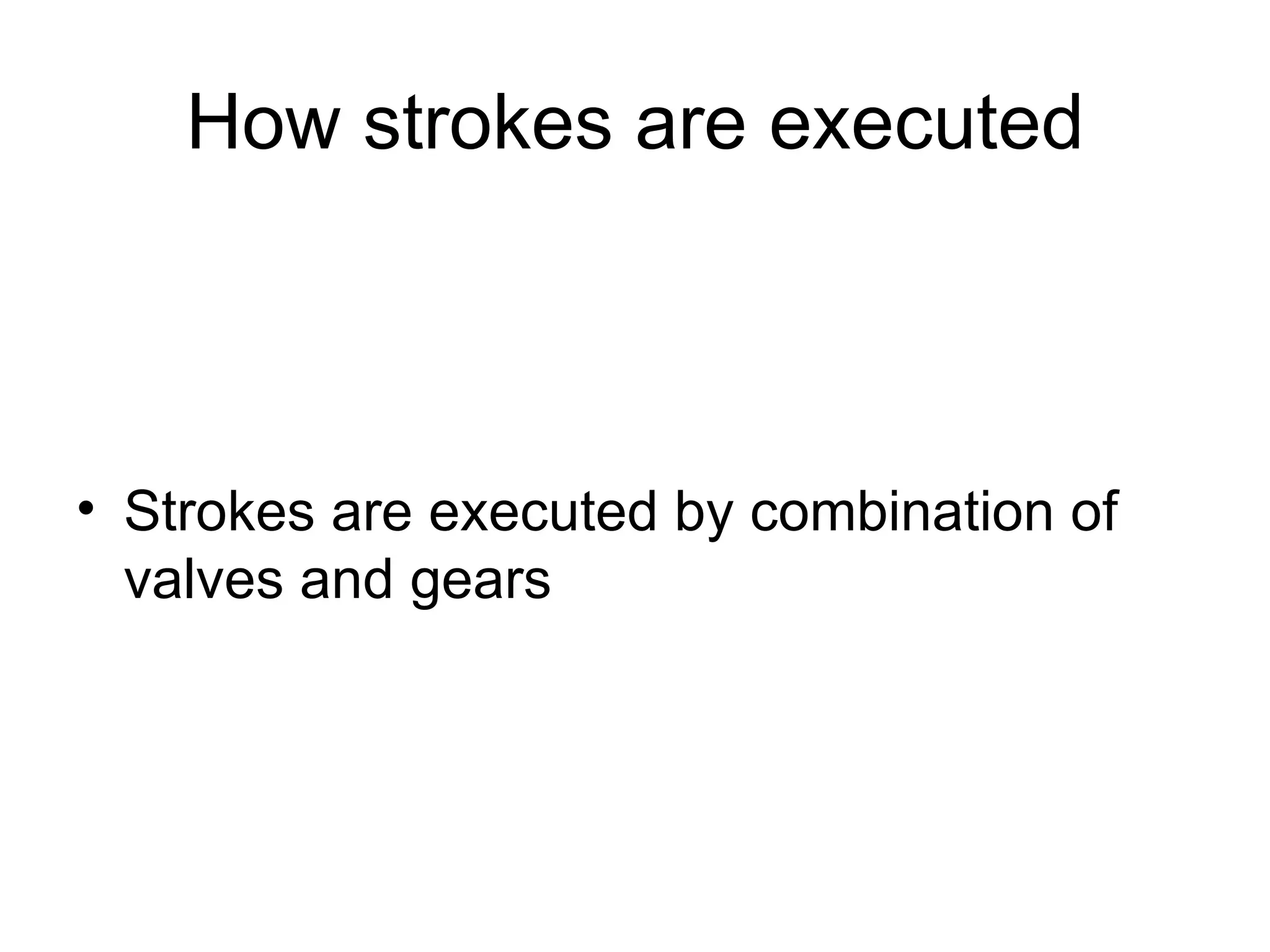 How strokes are executed



• Strokes are executed by combination of
  valves and gears
 