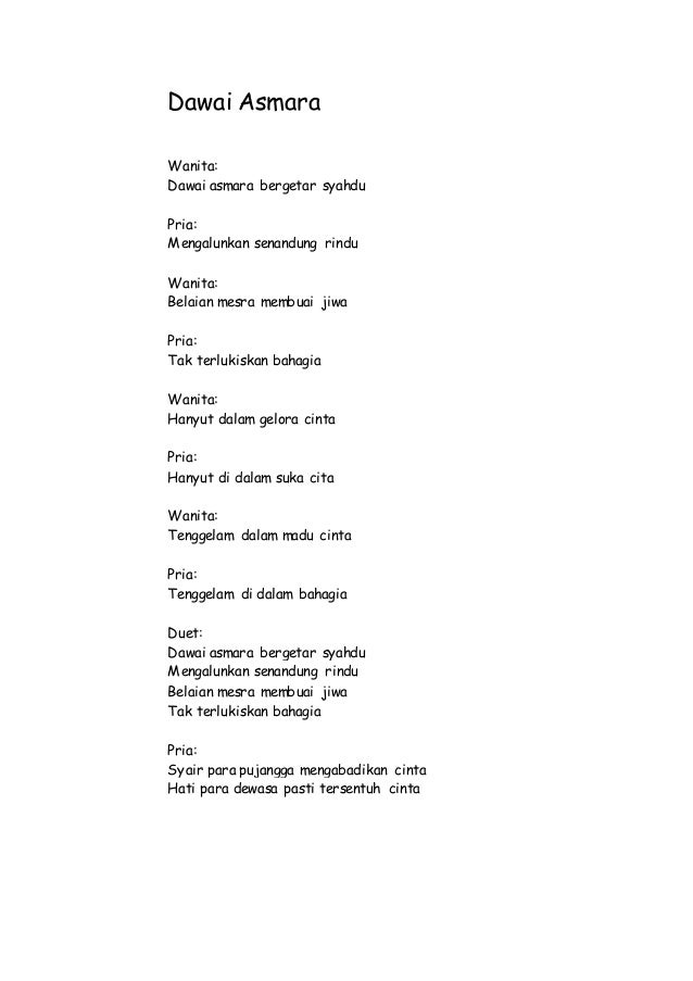 Lirik Lagu Asmara