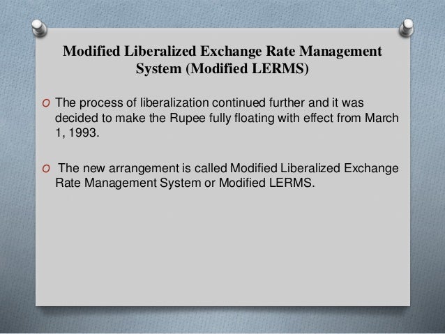 what is liberalised exchange rate management system