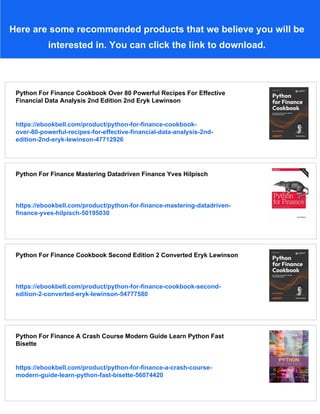 Python For Finance 1st Edition Yuxing Yan | PDF