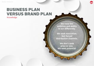 19MBG NORDIC - AN INTRODUCTION
BUSINESS PLAN
VERSUS BRAND PLAN
Knowledge
We have the
ambition and ability
to act differently.
We seek innovation.
Not forced
distribution channels.
We don’t seek
price or size.
We seek potential.
19MBG NORDIC - AN INTRODUCTION
 