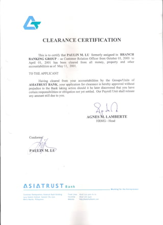 PML Certification 12 AsiaTrust Clearance