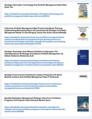 Portfolio Management A Strategic Approach Ginger Levin John Wyzalek | PDF