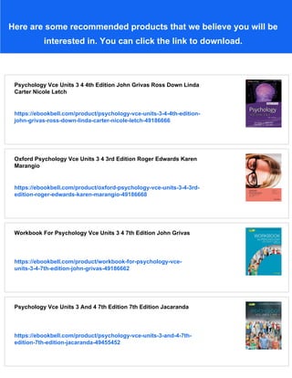 Psychology Vce Units 3 4 6th Edition John Grivas Nicole Letch | PDF