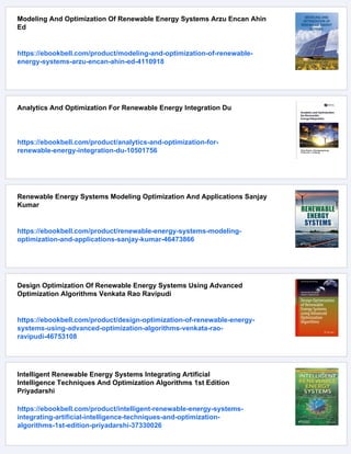 Renewable Energy Optimization Planning And Control Proceedings Of Icrte ...