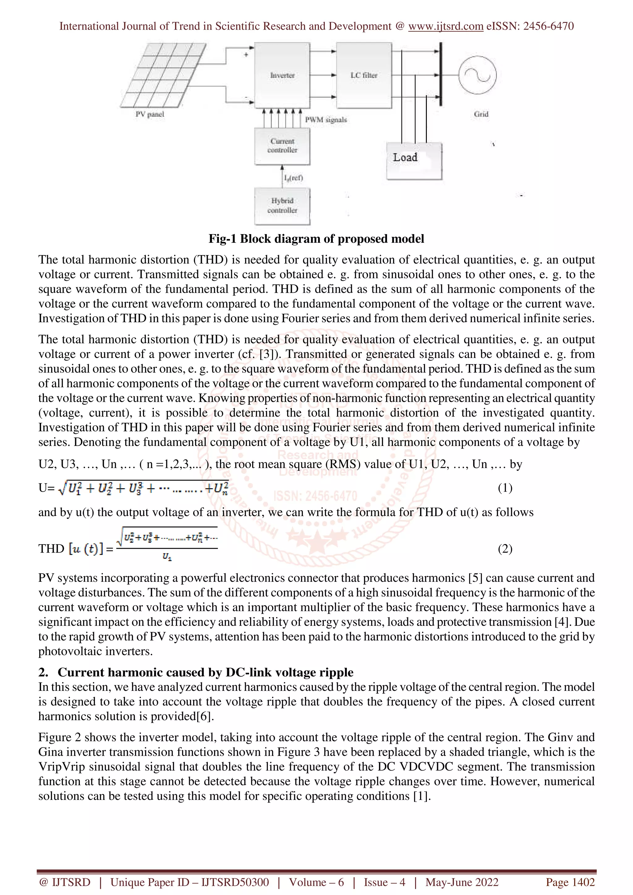 Impact of Grid Connected Photovoltaic System on Total Harmonics ...