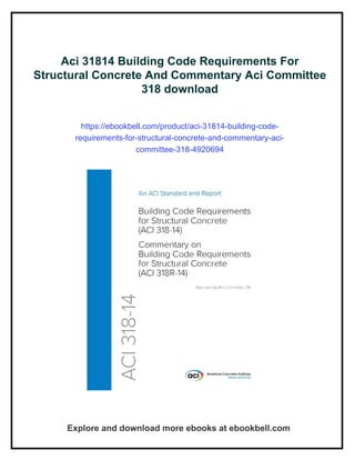 Aci 31814 Building Code Requirements For Structural Concrete And ...