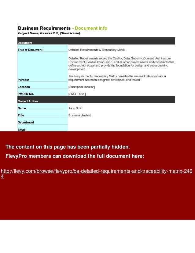 BA - Detailed Requirements & Traceability Matrix
