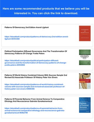 Governing Pattern Patterns Of Democracy Government Forms And Performance In Thirtysix ...