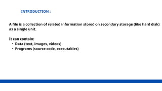 File Characteristics Comprehensive Overview of File Concepts in Operating Systems | PPTX