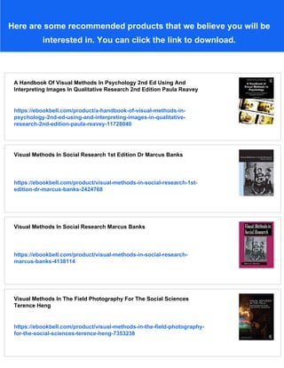 Visual Methods In Psychology Using And Interpreting Images In ...