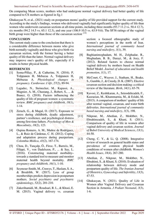 A Comparative Study to Assess the Quality of Life among Mothers after ...