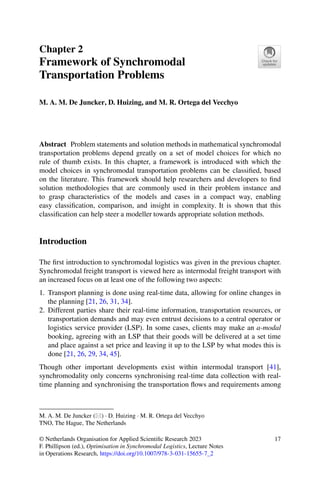 Optimisation In Synchromodal Logistics From Theory To Practice Frank ...