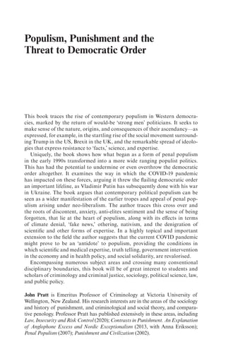 Populism Punishment And The Threat To Democratic Order The Return Of ...