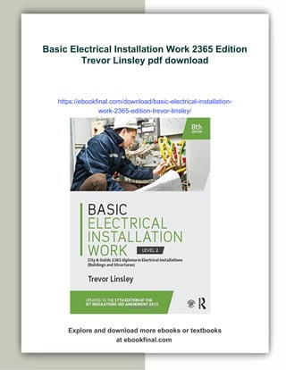 Basic Electrical Installation Work 2365 Edition Trevor Linsley | PDF