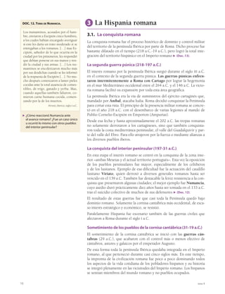 En las demás unidades del libro
se incluyen «Prácticas resueltas» de
exámenes reales de Selectividad
de las diferentes Comunidades
Autónomas.
La unidad se completa con «Prácticas
sin resolver» de exámenes reales
de Selectividad. En este caso deberán
ser resueltas por el propio alumno.
El libro se completa con:
t 
«Fuentes de consulta y
ampliación»: bibliografía,
literatura, cine y páginas web para
completar los contenidos.
t 
«Glosario» con los conceptos
fundamentales.
En las primeras cinco unidades
del libro se incluyen «Técnicas de
examen». En estas páginas aprenderás
a trabajar con los métodos
más demandados en los exámenes
de Selectividad: la elaboración de una
respuesta corta, el desarrollo
de un tema, el comentario de
un mapa, el comentario de un texto
histórico y el comentario de un gráfico.
En este apartado se propondrá
al alumno el desarrollo de cada una
de estas técnicas siguiendo
las pautas de un ejemplo resuelto.
Fuentes de consulta y ampliación
442
Bibliografía
PREHISTORIA Y EDAD ANTIGUA
– BRAVO CASTAÑEDA, G. Hispania, la epopeya de los romanos
en la Península, 2007.
– FERNÁNDEZ, M.ª Cruz y otros, La península Ibérica
en la época prerromana, 2007.
– FERNÁNDEZ, M.ª Cruz y otros, La Prehistoria, 2007.
EDAD MEDIA
– CEBRIÁN, JUAN A. La Cruzada del sur. La Reconquista:
de Covadonga a la toma de Granada, 2005.
– GREUS, J. Así vivían en Al-Andalus, 1991.
– JACKSON, G. Introducción a la España medieval, 2008.
– VALDEÓN, J. Cristianos, judíos y musulmanes, 2006.
– WATT, W. M. Historia de la España islámica, 1997.
EDAD MODERNA
– BELLVER MARTÍN, D. La España de los Reyes Católicos, 2001.
– FERNÁNDEZ DÍAZ, R. La España del siglo XVIII, 1990.
– GUIMERÁ, A. El reformismo borbónico, 1996.
– PÉREZ, J. La España del siglo XVI, 2001.
– SIMÓN TARRÉS, A. La España del siglo XVII, 2003.
– ZARAGOZA, G. América Latina: época colonial, 2002.
SIGLO XIX
– ARTOLA, M. La Hacienda del siglo XIX. Progresistas
y moderados, 1986.
– BAHAMONDE, Á. y MARTÍNEZ, J. A. Historia de España. Siglo XIX,
1998.
– BULLÓN DE MENDOZA, A. (ed.), Las guerras carlistas
en sus documentos, 1998.
– BURDIEL, I. Isabel II, 2004.
– DIEGO, E. de, ¡España se alza! La Guerra de la Independencia
contada a los españoles de hoy, 2008.
– FUENTES, J. El fin del Antiguo Régimen (1808-1868), 2007.
– GUERRERO, A. y otros, Historia política, 1808-1874, 2004.
– NADAL, J. Atlas de la industrialización de España, 1750-2000,
2003.
– NADAL, J. El fracaso de la revolución industrial en España,
1814-1913, 1975.
– NÚÑEZ FLORENCIO, R. El terrorismo anarquista, 1888-1909,
1983.
– PÉREZ LÓPEZ-PORTILLO, R. La España de Riego, 2005.
– SERRANO GARCÍA, R. El fin del Antiguo Régimen (1808-1868).
Cultura y vida cotidiana, 2001.
– SUÁREZ CORTINA, M. La España liberal (1868-1917), 2006.
– TUÑÓN DE LARA, M. El movimiento obrero en la Historia
de España, 1972.
– URÍA, J. La España liberal (1868-1917). Cultura y vida cotidiana,
2008.
– VILAR, J. El despegue de la revolución industrial española,
1827-1869, 1990.
– VILCHES, J. Isabel II, 2007.
SIGLO XX
– AGUADO, A. La modernización de España (1917-1939), 2002.
– BEEVOR, A. La guerra civil española, 2005.
– CASTELLÓ, J. E. España, siglo XX, 1939-1978, 2006.
– CASTRO OURY, E. La II República y la guerra civil española, 2000.
– GARCÍA DE CORTÁZAR, F. España 1900. De 1898 a 1923, 2004.
– GONZÁLEZ CALLEJA, E. La España de Primo de Rivera.
La modernización autoritaria 1923-1930, 2005.
– MARAVALL, J. Dictadura y disentimiento político. Obreros
y estudiantes bajo el franquismo, 1978.
– MATEOS, A. y SOTO, Á. R. El final del franquismo, 1959-1975.
La transformación de la sociedad española, 1997.
– PANIAGUA, J. A. España: siglo XX (1931-1939), 2003.
– PAYNE, S. El primer franquismo, 1939-1959, 1997.
– YLLÁN CALDERÓN, E. El franquismo, 2006.
LA ESPAÑA ACTUAL
– GARRIGOS, E. Las Autonomías. Historia de su configuración
territorial, 1995.
– PREGO, V. Así se hizo la transición, 1995.
– VÁZQUEZ MONTALBÁN, M. Un polaco en la corte del rey Juan
Carlos, 1996.
– YLLÁN CALDERÓN, E. La transición española, 2003.
Obras literarias
EDAD MEDIA
– Anónimo, Mio Cid.
– CARMEN PANADERO, La cruz y la media luna.
– CAROLINA MOLINA, Sueños del Albayzín.
– FRANK BAER, El puente de Alcántara.
– JESÚS SÁNCHEZ ADALID, El mozárabe .
– MATT COHEN, El médico de Toledo.
– OBDULIO LÓPEZ, El enviado del rey.
– WASHINGTON IRVING, Cuentos de la Alhambra.
EDAD MODERNA
– AMIN MAALOUF, León el africano.
– ANTONIO BUERO VALLEJO, Un soñador para el pueblo.
– ARTURO PÉREZ-REVERTE, La saga de El capitán Alatriste.
– BENITO PÉREZ GALDÓS, La corte de Carlos IV.
– EMILIO SALGARI, La saga de El corsario negro.
– FRANCISCO DE QUEVEDO, El buscón don Pablos.
– JESÚS FERNÁNDEZ SANTOS, Extramuros.
– JUAN C. ARBEX, El dibujante de peces.
– MATEO ALEMÁN, Guzmán de Alfarache.
– MIGUEL DE CERVANTES, Don Quijote de la Mancha.
– MIGUEL DELIBES, El hereje.
SIGLO XIX
– ARMANDO PALACIO VALDÉS, Papeles del doctor Angélico.
– ARTURO PÉREZ-REVERTE, Un día de cólera.
– BENITO PÉREZ GALDÓS, Episodios Nacionales.
– BENITO PÉREZ GALDÓS, Fortunata y Jacinta.
Fuentes de consulta y ampliación
OBRAS POR ÉPOCAS
389
La creación del Estado franquista (1939-1959)
Prácticas resueltas
9 Compón un texto sobre uno de los temas del programa
de Historia a partir del análisis de las fuentes de
información incluidas en la propuesta del examen.
Recuerda que la composición deberá integrar
los conocimientos del alumno sobre el tema
correspondiente y la información facilitada.
*Prueba de Acceso a la Universidad
(Comunidad Valenciana), junio de 2006.
LEY DE RESPONSABILIDADES POLÍTICAS.
Artículo 1.º Se declara la responsabilidad política de las perso-
nas, tanto jurídicas como físicas, que desde 1 de octubre de 1934
y antes de 18 de julio de 1936, contribuyeron a crear o agravar
la subversión de todo orden de que se hizo víctima España, y de
aquellas otras que, a partir de la segunda de dichas fechas, se hayan
opuesto o se opongan al Movimiento Nacional con actos concretos
o con pasividad grave.
Artículo 2.º Como consecuencia de la anterior declaración […]
quedan fuera de la ley todos los partidos y agrupaciones políticas y
sociales que, desde la convocatoria de las elecciones celebradas en
16 de febrero de 1936, han integrado el llamado Frente Popular,
así como los partidos y agrupaciones aliados y adheridos a este por
el solo hecho de serlo, las organizaciones separatistas y todas aque-
llas que se hayan opuesto al triunfo del Movimiento Nacional.
Artículo 3.º Los partidos, agrupaciones y organizaciones declara-
das fuera de la Ley, sufrirán la pérdida absoluta de sus derechos de
toda clase y la pérdida total de sus bienes.
9 de febrero de 1939
LA REFORMA AGRARIA.
Terminó el frente de la guerra, pero sigue la lucha en otro
campo. La victoria se malograría si no continuásemos con
la tensión y la inquietud de los días heroicos […].
Vengan a nuestro campo los que, arrepentidos de cora-
zón, quieran colaborar a su grandeza, pero si ayer peca-
ron, no esperen les demos el espaldarazo mientras no se
hayan redimido con sus obras.
Discurso de Francisco Franco, 19 de mayo de 1939
Este lenguaje era propio del carácter revanchista y maniqueo del
nuevo régimen.
Para comprender bien ambos textos hay que referirse a dos fechas
claves, antecedentes del momento histórico que reflejan. A la Ley de
Responsabilidades Políticas siguió en 1940 la Ley de la Represión
de la Masonería y el Comunismo y en 1941 la Ley de Seguridad del
Estado. Con esta base jurídico-represiva, el régimen contaba con
armas suficientes para controlar la situación. Su objetivo era «depu-
rar y purificar» el nuevo Estado. Y lo hizo a través de una amplia re-
presión que obligó a muchos republicanos a exiliarse. De ellos
regresaron bastantes, pues al empezar la Segunda Guerra Mundial
el gobierno decretó un indulto muy limitado. Pero otros muchos
quedaron fuera de España y sufrieron suertes diversas.
A los republicanos que permanecieron en España se les consideró
sospechosos y fueron encarcelados o recluidos en campos de con-
centración. Se habilitaron cárceles especiales y los presos fueron
juzgados por tribunales mixtos compuestos por jueces, militares
y falangistas. De forma arbitraria unos fueron condenados y otros
ejecutados. El alto número de presos (más de 270.000 en 1939) des-
cendió en los años siguientes, pero muchos murieron antes a conse-
cuencias de las infrahumanas condiciones carcelarias. Otros presos,
«los esclavos de Franco», tuvieron que redimir penas con trabajo.
La rehabilitación de los sospechosos fue difícil, pues tenían que de-
mostrar su inocencia a través de testigos cualificados, esto es, adep-
tos del régimen. Muchos profesores, intelectuales, funcionarios, etc.,
fueron depurados, apartados de sus trabajos y, a veces, fusilados.
La Ley de Responsabilidades Políticas ilegalizaba los partidos, orga-
nizaciones o agrupaciones de carácter político o social. El régimen
declaró la guerra al liberalismo, al sindicalismo de clase y al comunis-
mo. España quedaba unida moral, ideológica y espiritualmente bajo
la atenta mirada del caudillo y de quienes le apoyaban: el ejército, la
Iglesia, la Falange y las fuerzas sociales próximas.
La intensa represión fue muy efectiva para evitar que el descontento
diese lugar al surgimiento de una oposición fuerte y organizada.
Tipificación y contextualización de los textos
Los dos documentos corresponden a 1939, en los primeros momen-
tos de la construcción del nuevo Estado franquista. Su naturaleza es ju-
rídica y política. Se trata en ambos casos de fuentes primarias. El tema
común es la victoria de Franco y la represión sobre los vencidos.
Desarrollo de los contenidos propuestos
El documento más largo comprende tres artículos de la Ley de Res-
ponsabilidades Políticas.
t El artículo 1.º separaba dos momentos: uno, que comprendía des-
de el 1 de octubre de 1934 hasta el 18 de julio de 1936 y afectaba
a cuantos españoles participaron en los levantamientos del mes
de octubre de 1934, otro, que condenaba a todos los que se opu-
sieron activa o pasivamente al Alzamiento del 18 de julio. Aquí
nos encontramos con la paradoja de que los rebeldes levantados
contra la legalidad republicana acusaban a su vez de sediciosos a
quienes permanecieron fieles a la república.
t El artículo 2.º condenaba a cuantos apoyaron al Frente Popular.
Comprendía tanto a personas físicas como jurídicas.
t El artículo 3.º privaba de sus bienes a los organismos proscritos.
El otro documento, relacionado con el primero, pertenece a un dis-
curso pronunciado por Franco el 19 de mayo. Podemos distinguir tres
aspectos exponentes del espíritu que animaba a los vencedores:
t Aunque la guerra había terminado en el frente, continuaban la
movilización y la militarización para evitar que los enemigos pu-
diesen ocasionar daños.
t Era preciso mantener la vigilancia porque seguía el estado de
guerra.
t Los vencedores estaban dispuestos a recibir a los vencidos que
quisieran participar y colaborar en la construcción del nuevo Esta-
do, pero para ello se les obligaba a purificarse, a redimir sus culpas
y a humillarse como culpables de los males de España.
Respuesta modelo
446
Glosario
Abdicaciones de Bayona.... 135
Absolutismo............................... 110
Academias................................... 114
Acción directa........................... 292
Aceifa.............................................. 32
Acracia........................................... 273
Afrancesado............................... 138
Alférez............................................ 64
Alfonsinos.................................... 189
Alfoz................................................ 63
Aljama o judería....................... 61
Almogávares.............................. 57
Alteraciones de Aragón...... 82
Amnistía ....................................... 147
Amortización............................. 122
Anarcosindicalismo............... 271
Anarquismo................................ 270
Arbitristas..................................... 96
Armada Invencible ................ 84
Arriano........................................... 24
Arte rupestre cantábrico.... 11
Arte rupestre levantino....... 11
Asociación Internacional
de Trabajadores................. 271
Astrolabio.................................... 90
Asunto Nombela..................... 333
Ateneo libertario..................... 273
Atentados del 11-M .............. 433
Audiencias .................................. 92
Aula Regia.................................... 24
Áureo.............................................. 18
Aviazione Legionaria.............. 350
Ayacuchos................................... 164
Aztecas.......................................... 91
Bakuninista ................................. 199
Baldío ............................................. 267
Baleárica....................................... 20
Bancarrota................................... 83
Banco de crédito..................... 248
Banco de emisión................... 248
Barroco.......................................... 100
Bases de Manresa................... 225
Beato .............................................. 68
Beneficium................................... 62
Bética.............................................. 20
Blasquismo................................. 291
Borbón........................................... 89
Brigadas Internacionales.... 349
Búnker............................................ 405
Burguesía..................................... 139
Cabildo.......................................... 92
Cabildo de jurados................. 65
Caciques....................................... 212
Califa............................................... 38
Calvinismo .................................. 83
Calzadas romanas................... 20
Camarilla...................................... 142
Campesinos (payeses)
de remensa........................... 58
Cantonalismo............................ 195
Capacidades.............................. 159
Capitanía general ................... 111
Carabela........................................ 90
Carlismo........................................ 162
Carta otorgada......................... 136
Carta puebla.............................. 63
Casa de Contratación........... 92
Casas del pueblo..................... 227
Caso Filesa................................... 431
Caso Guerra................................ 431
Caso Rumasa............................. 429
Castros........................................... 13
Caudillo......................................... 361
Celtas.............................................. 13
Celtiberos..................................... 14
Censo de población.............. 118
Cerámica cardial...................... 12
Cesantía........................................ 168
Checas........................................... 355
Cien Mil Hijos de San Luis . 144
Cimbrios....................................... 189
Ciudad-Estado.......................... 14
Colectivización......................... 356
Comisarios de guerra........... 357
Comisión de Reformas
Sociales................................... 269
Comisión Nacional
de Codificación.................. 169
Comisiones militares............ 145
Compañía Guipuzcoana
de Caracas............................. 121
Compromiso de Caspe....... 58
Concejo......................................... 65
Concilio......................................... 24
Concilios de Toledo............... 24
Concordato................................ 112
Consejo Real de Castilla...... 78
Consejos....................................... 85
Consell............................................ 65
Consumismo............................. 400
Consumos................................... 187
Contrarreforma........................ 100
Contribución única................ 142
Contubernio de Múnich.... 403
Coordinadora
de organizaciones
sindicales............................... 420
Coordinadora Democrática 420
Coras............................................... 38
Corpo di Truppe Volontarie
(CTV)......................................... 350
Corporativismo........................ 303
Corpus de Sangre................... 88
Corregidor................................... 65
Cosmopolitismo...................... 199
Criollos........................................... 149
Crisis de 1640............................ 88
Cristiano viejo........................... 98
Cuerpo de voluntarios
realistas .................................. 146
Cultura de El Argar................. 12
Cultura de los campos
de urnas.................................. 12
Cultura de los Millares ......... 12
Curia regia................................... 64
Denario......................................... 19
Desamortización..................... 124
Desarrollismo............................ 396
Desastre de Annual............... 300
Despotismo ilustrado........... 114
Devaluación............................... 249
Dictadura canovista.............. 216
Dieta imperial............................ 81
Dinar............................................... 42
Dirhem.......................................... 42
Ejército Popular........................ 357
Emir................................................. 31
Emporio........................................ 15
Encasillado.................................. 215
Encomienda............................... 62
Era bismarkiana........................ 209
Escándalo Matesa................... 404
Escolasticismo........................... 114
Escriptorio..................................... 68
Escuela Moderna.................... 290
Escuelas catedralicias........... 68
Espacio único europeo....... 433
Espíritu de cruzada................ 56
Estado de las autonomías. 424
Estamentos................................. 60
Estancos........................................ 149
Estilo herreriano....................... 100
ETA................................................... 403
Expediente Picasso................ 301
Expedición Real ....................... 163
Fatimí.............................................. 33
Feudalismo................................. 61
Fueros ............................................ 63
GAL.................................................. 431
Gallaecia....................................... 20
Generación de 1898 ............. 308
Generación de 1914 ............. 309
Generación de 1927 ............. 309
Golpe de Estado...................... 141
Golpe de Estado del 23-F.. 427
Gótico............................................ 70
Grandes de España................ 97
GRAPO........................................... 405
Grito de Yara............................... 198
Grupo Tácito .............................. 417
Guardia de Asalto................... 319
Guardia Nacional .................... 160
Guerra santa............................... 34
Guerras cántabras .................. 16
Guerras púnicas....................... 16
Habeas corpus........................... 136
Habsburgo.................................. 79
Hachib........................................... 38
Hispania Citerior...................... 20
Hispania Ulterior...................... 20
HOAC.............................................. 376
Homo antecessor..................... 10
Homo heidelbergensis........... 10
Homo sapiens
neandertalensis................... 10
Homo sapiens sapiens........... 10
Honrado Concejo
de la Mesta........................... 67
Humanismo............................... 99
Iberos ............................................. 14
Ilustración.................................... 114
Incas................................................ 91
Incidente de San Carlos
de la Rápita........................... 192
Indianas........................................ 120
Indias.............................................. 90
Ingenio azucarero.................. 199
INI ..................................................... 383
Inquisición española............. 76
Insaculación............................... 78
Institución de Libre
Enseñanza............................. 217
Instituto Nacional
de Colonización................. 383
Instituto Nacional
de Emigración.................... 399
Instituto Nacional
de Reformas Sociales..... 223
Intendentes................................ 111
Internacional antiautoritaria 271
Investidura.................................. 424
IRI ..................................................... 383
IRTP.................................................. 418
JOC .................................................. 376
Juntas de Fe............................... 146
Juntas tradicionalistas.......... 224
Jurats............................................... 65
Juro.................................................. 83
Justicia mayor de Aragón.. 82
Justicia o alcalde..................... 65
Krausismo.................................... 217
La Gloriosa revolución......... 186
La Mano Negra......................... 227
La Pepa.......................................... 140
Legión Cóndor......................... 350
Lerrouxismo............................... 291
Ley de fugas............................... 190
Ley D’Hont.................................. 418
Ley sálica...................................... 147
Leyes Fundamentales.......... 374
Leyes Nuevas............................. 93
Liberales doceañistas........... 159
Liberales exaltados................ 143
Liberales moderados............ 143
Liberales progresistas........... 158
Liberalismo doctrinario....... 159
Liberalismo económico...... 117
Libertad de cátedra............... 277
Liga Nacional
de Productores................... 223
Liga Smalkalda ......................... 81
Limpieza de sangre............... 98
Lobby.............................................. 209
Lotería Nacional....................... 117
Ludita............................................. 269
Lusitania....................................... 20
Malikí.............................................. 40
Malos usos.................................. 67
391
La creación del Estado franquista (1939-1959)
Prácticas sin resolver
11 Comenta la siguiente fotografía.
*Prueba de Acceso a la Universidad
(Comisión Interuniversitaria de Galicia), junio de 2005.
14 Comenta el texto.
*Prueba de Acceso a la Universidad (Universidad Pública
de Navarra), septiembre de 2006.
12 Comenta las principales ideas del texto.
*Prueba de Acceso a la Universidad (Distrito Universitario
de Canarias), junio de 2007.
13 Realiza una composición sobre el régimen de Franco:
evolución política, económica y social, a partir del análisis
del documento siguiente.
*Prueba de acceso a la Universidad (Universidades
de Andalucía), modelo 3 de 2007.
ENTREVISTA DE FRANCO Y HITLER EN HENDAYA (1940).
LA RESOLUCIÓN DE LA ONU SOBRE RELACIONES CON ESPAÑA.
A) Por su origen, naturaleza, estructura y comportamiento ge-
neral, el régimen de Franco es un régimen fascista, organizado
e implantado en gran parte merced a la ayuda de la Alemania
nazi y de la Italia fascista de Mussolini.
B) Durante la larga lucha de las Naciones Unidas contra Hitler
y Mussolini, Franco prestó una ayuda muy considerable a las
potencias enemigas, a pesar de las continuas protestas de los
aliados. […]
La Asamblea General, convencida de que el gobierno fascista de
Franco en España […] no representa al pueblo español […]
recomienda que se prohíba al gobierno de Franco pertenecer a
los organismos internacionales creados por las Naciones Uni-
das, o relacionados con ellas, y participar en conferencias y
otras actividades que puedan concertar las Naciones Unidas, o
dichos organismos hasta que se conforme en España un gobier-
no nuevo y adecuado. Además […] recomienda que, si dentro
de un plazo razonable, no se establece en España un gobierno
cuya autoridad proceda de sus gobernados y que se comprome-
ta a respetar la libertad de expresión, de religión y de reunión,
y a celebrar cuanto antes elecciones en las que el pueblo español
pueda expresar su voluntad, libre de coacción y de intimida-
ción, y de coacción de partido, el Consejo de Seguridad estudie
las medidas para remediar tal situación. Asimismo, la Asamblea
recomienda que todos los Estados miembros de las Naciones
Unidas retiren inmediatamente los embajadores y ministros
plenipotenciarios que tienen acreditados en Madrid.
Asamblea General de las Naciones Unidas,
Nueva York, 12 de diciembre de 1946
CREACIÓN DEL INSTITUTO NACIONAL DE INDUSTRIA.
Preámbulo. La necesidad de vigorizar nuestra economía, fuer-
temente afectada por una balanza de pagos tradicionalmente
adversa, inspiró la política del Estado de fomento de las indus-
trias de interés nacional que la ley de 24 de octubre de 1939
reguló, estimulando la iniciativa particular con la concesión de
importantes ventajas y garantías. Sin embargo, es tan grande la
cuantía de las inversiones que la fabricación de determinados
productos requiere que muchas veces rebasa el marco en el
que las iniciativas particulares se desenvuelven, y para otras el
margen de los beneficios resulta tan moderado que no ofrece
incentivo a los organismos financieros, que hacen desviar el
ahorro nacional hacia otras actividades, con perjuicio de los
intereses de la Patria. Los imperativos de la defensa nacional
exigen, por otra parte, la creación de nuevas industrias y la
multiplicación de las existentes […]. No existen, además, en
nuestra Nación las entidades aptas para financiar estos grandes
programas industriales. Surge, pues, la necesidad de un orga-
nismo que, dotado de capacidad económica y personalidad ju-
rídica, pueda dar forma y realización a los grandes programas
de resurgimiento industrial de nuestra Nación […].
Esto permitirá el que el Estado recoja y canalice el ahorro,
convirtiéndolo en un auxilio vivo de la economía del país, de
acuerdo con los principios políticos del Movimiento.
Artículo 1.º Se crea el Instituto Nacional de Industria, entidad
de Derecho público, que tiene por finalidad propulsar y finan-
ciar, en servicio de la Nación, la creación y resurgimiento de
nuestras industrias, en especial […] la defensa del país, o que
se dirijan al desenvolvimiento de nuestra autarquía económica,
ofreciendo al ahorro español una inversión segura y activa.
Ley de 25 de septiembre, 1941
.*+.*,
.**.*+
*%#%%%#%%%
-*#%%%#%%%
.*(.*) .*).**
-*#%%%#%%%
-*#%%%#%%%
6njYVegdgVbVYV
-#+-,#%%%
-#*%%#%%%
-,#%%%
-)#-.%#,-)
-)#**%#**,
()%#'',
-)#-.%#,-)
-)#**%#**,
()%#'',
-)#+()#*(
-)#',(#')-
(+%#.%*
6njYVXdcXZY^YV
6njYVZXdc‹b^XV
6njYVi‚Xc^XV
*.#(%%#%%%
*.#(%%#%%%
.'#'%%#%%%
+)#-%%#%%%
',#)%%#%%%
*+#(%%#%%%
),#,%%#%%%
-#+%%#%%%
T
T
T T
:mXZYZciZhVg†XdaVh
KZciVh
9dcVi^kdh
6njYVZXdc‹b^XVZhiVYdjc^YZchZ
ZcY‹aVgZh
 