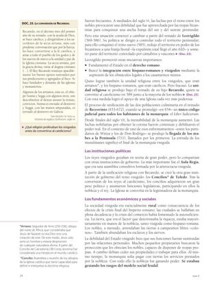 10 tema 1
La Prehistoria de la península
Ibérica
1.1. El proceso de hominización
Las muestras más antiguas de la existencia de grupos del género Homo en
la Península han aparecido en los yacimientos de Atapuerca (Burgos)
▶ (Docs. 1 y 2). Algunos de los restos humanos hallados allí (una mandíbula)
se remontan a 1,2 millones de años. Las características de los restos encon-
trados en la Gran Dolina (800.000 años) han permitido a los paleontólogos
determinar que se trata de una especie nueva, denominada Homo anteces-
sor. Este Homo era, sorprendentemente, una especie parecida a la nuestra,
aunque su capacidad craneal era menor. Al parecer se trataba de un ante-
pasado común tanto para nuestra especie como para los neandertales.
Por lo que sabemos de momento, desde el Homo antecessor hasta la apari-
ción de restos de su inmediato sucesor transcurrieron casi 500.000 años. En
efecto, el Homo heidelbergensis, cuyos restos también se han encontrado
en Atapuerca, vivió en la Península hace unos 350.000 años. En Atapuerca
se han hallado numerosos fósiles de unos 30 individuos, entre ellos un crá-
neo completo y una pelvis.
Este tipo humano fue un ancestro del neandertal (Homo sapiens neander-
talensis), mucho más extendido por la Península –Cova Negra (Játiva), Ba-
ñolas (Gerona), Gibraltar, El Sidrón (Asturias), etc.– y que habitó en ella
entre el 230000 y el 20000 a.C. aproximadamente. Sus características eran
la robustez, la baja estatura y la elevada capacidad craneal (1.450 cm3
). Era
una especie bien adaptada al frío y vivían en grupos con una cierta organi-
zación social. Conocieron el fuego y practicaron ritos funerarios.
El Homo sapiens sapiens llegó a la península Ibérica hace unos 40.000
años, por lo que convivió algunos miles de años con los neandertales hasta
que estos se extinguieron. No obstante, parece que nunca llegaron a mez-
clarse con ellos. El Homo sapiens se extendió también por toda la Penínsu-
la, llegando incluso a los archipiélagos balear y canario.
1
DOC. 2 . PRINCIPALES YACIMIENTOS ESPAÑOLES.
▶ ¿Por qué zonas se reparten?
DOC. 3. PROCESO DE HOMINIZACIÓN.
▶ ¿Qué especies precedieron al Homo sapiens?
DOC. 1. LA GRAN DOLINA EN ATAPUERCA.
En el nivel TD6 de Gran Dolina se recu-
peran en 1994 varias decenas de fósiles
humanos que nos muestran evidencias
del canibalismo más antiguo documen-
tado hasta el momento.
Por si no fuera poco encontrar restos de
una nueva especie perteneciente a las
primeras poblaciones llegadas al conti-
nente europeo, bautizada como Homo
antecessor, un estudio detallado de los
restos nos muestra irrefutables pruebas
de canibalismo.
Entre la dieta de estos homínidos se in-
cluye fauna como caballos, rinocerontes,
gamos, bisontes o jabalíes; vegetales y
frutos como el almez; y seres humanos,
en realidad, sus congéneres.
Fundación Atapuerca
[En línea: http://www.atapuerca.org]
▶ ¿Qué evidencias aportó la Gran Dolina
respecto de la forma de vida de los
antiguos pobladores de la Península?
I^id7jhi^aad
8jZkVBdg†c
:aEZcYd
:a8Vhi^aad
AZoZim^`^
Jgi^VV
6iVejZgXV
Adh8VhVgZh
7VcndaZh
6Wg^6ji
EVgeVaa‹
8dkVCZgV
7VggVcX7aVcX
8jZkVBdgV
8jZkVYZaVBj_Zg
8Vg^“ZaV DgXZ
^WgVaiVg
B V g  B Z Y ^ i Z g g { c Z d
BVg 8Vci{Wg^Xd
GZhidh]jbVcdh
YZaEVaZda†i^Xd
*#%%%#%%%YZVŠdh (%#%%%VŠdh
6jhigVade^iZXdh =dbd
hVe^Zch
-%%#%%%VŠdh
=dbWgZYZ
CZVcYZgiVa
*%#%%%VŠdh
=dbdVciZXZhhdg
#*%%#%%%YZVŠdh
=dbdZgZXijh
'#%%%#%%%YZVŠdh
=dbd]VW^a^h
EVaZda†i^Xd
t Andaba erguido.
Cerebro
pequeño
y mandíbulas
grandes.
t Herbívoro.
t Andaba erguido.
Cerebro mayor
que el del
australopitecus
y mandíbula
grande.
t Dieta omnívora.
t Andaba erguido.
Cerebro mayor
que el del habilis
y mandíbula
menor.
t Dieta omnívora.
t Parecido a los
seres humanos
actuales, pero
más robusto.
t Dieta carnívora.
t Ser humano
actual.
t Dieta omnívora.
 