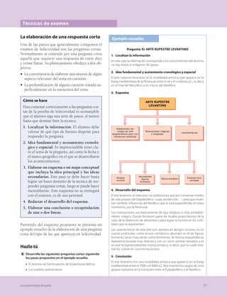 13
Las raíces históricas de España
Los pueblos prerromanos
2.1. Los pueblos peninsulares: iberos y celtas
Durante el primer milenio se fueron conformando en la Península dos cul-
turas distintas pero relativamente interrelacionadas: la cultura celta y la
cultura ibera ▶ (Doc. 9). El contacto entre ambos pueblos fue importante,
lo que ha dado lugar a que a aquellos que habitaban en la zona central de
la Península se les haya denominado celtiberos.
A su vez tuvieron contacto con otros pueblos europeos y de la zona medi-
terránea de los que importaron costumbres y formas de vida y con los que
mantuvieron un contacto casi continuo.
Los celtas
Los celtas llegaron a la Península en los inicios del primer milenio, proce-
dentes de Centroeuropa, y se asentaron en la Meseta norte y en el noroeste
(Galicia, norte de Portugal, Asturias). Aportaron numerosos avances técni-
cos a la zona, como el uso de la metalurgia. Sus asentamientos más repre-
sentativos fueron los castros.
Existe una dificultad importante para el estudio de los celtas debido a la
escasez de las fuentes. Por esta razón, sus costumbres son bastante desco-
nocidas, tenemos sobre todo referencias romanas, que los presentan con
formas de vida muy primitivas. Es generalmente aceptado que su sociedad
se organizaba en tribus, hablaban lenguas indoeuropeas y no conocían la
escritura.
La dedicación principal de los pueblos celtas era la ganadería, aunque
también existían poblados de agricultores.
También existen restos arqueológicos que nos indican que fabricaban ins-
trumentos toscos de cerámica, telas y objetos de bronce.
2
DOC. 9. DISTRIBUCIÓN DE IBEROS, CELTAS
Y CELTIBEROS.
▶ ¿En qué zonas se asentaron?
▶ ¿Quiénes eran los celtiberos?
AJ8:CH:H
7
G
6
8
6
G
:
C
H
:
H
AJHI6CDH
8wAI8DH
IJG9:I6CDH
76HI:I6CDH
8DCI:HI6CDH
DG:I6CDH
86GE:I6CDH
6HIJG:H
K688:DH
6GwK68DH
K:IDC:H
K6H8D
C
:H
A6N:I6CDH
AJHDC:H
:9
:I6CD
H
I
J
G
7
D
A
:
I
6
H
8ÛCI67GDH
B V g 
B Z Y ^ i Z g g { c Z d
BVg8Vci{Wg^Xd
D 8 w 6 C D
6 I A Û C I  8 D
ÛG:69:C;AJ:C86
WZgV
8ZaiVnXZai^WZgV
 