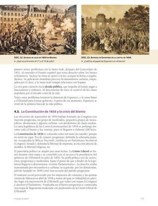 27
Las raíces históricas de España
Pregunta: EL ARTE RUPESTRE LEVANTINO
1. Localizar la información
En este caso la información corresponde a los conocimientos del alumno,
no hay textos ni imágenes de apoyo.
2. Idea fundamental y acotamiento cronológico y espacial
El arte rupestre levantino es la modalidad artística que aparece en la
franja mediterránea de la Península entre el VIII y el V milenio a.C., es decir,
en el final del Mesolítico y los inicios del Neolítico.
3. Esquema
4. Desarrollo del esquema
El arte levantino se relaciona con poblaciones que aún conservan modos
de vida propios del Epipaleolítico –caza, recolección…– pero que mues-
tran también influencias del Neolítico que se está expandiendo, en estos
momentos, por la Península.
Sus motivaciones son básicamente de tipo religioso o, más probable-
mente, mágico. Quizás formasen parte de rituales propiciatorios de la
caza, de la obtención de alimentos o para lograr la victoria en los com-
bates que se representan.
Las características de este arte son: aparece en abrigos rocosos, no en
cuevas profundas, como el arte cantábrico; abundan en él las figuras
humanas, tanto masculinas como femeninas, de formas esquemáticas;
representa escenas muy diversas y con un cierto sentido narrativo; y es
un arte fundamentalmente monocromático, es decir, que no suele mez-
clar los colores en una misma escena.
5. Conclusión
El arte levantino fue una modalidad artística que apareció en la franja
mediterránea entre el 7000 y el 4000 a.C. Nos muestra los rasgos de unos
grupos humanos en la transición entre el Epipaleolítico y el Neolítico.
Ejemplo resuelto
Técnicas de examen
Hazlo tú
8 Desarrolla las siguientes preguntas cortas siguiendo
los pasos propuestos en el ejemplo resuelto.
t El proceso de hominización de la península Ibérica.
t Los pueblos prerromanos.
8VgVXiZg†hi^XVh
EdWaVX^dcZhXdc
bdYdhYZk^YV
Ze^eVaZda†i^XdheZgdXdc
^c[ajZcX^VhcZda†i^XVh
Bdi^kVX^dcZhb{^XVh
dgZa^^dhVh
6Wg^dh
gdXdhdh
BdcdXgdb{i^Xd
6WjcYVciZh
[^jgVh
]jbVcVh
:hXZcVhbjn
kVg^VYVh
6GI:GJE:HIG:
A:K6CICD
La elaboración de una respuesta corta
Una de las partes que generalmente componen el
examen de Selectividad son las preguntas cortas.
Normalmente se entiende por una pregunta corta
aquella que requiere una respuesta de entre diez
y veinte líneas. Su planteamiento obedece a dos ob-
jetivos:
t La conveniencia de elaborar una síntesis de algún
aspecto relevante del tema en cuestión.
t La profundización de alguna cuestión tratada su-
perficialmente en la estructura del tema.
Partiendo del esquema propuesto se presenta un
ejemplo resuelto de la elaboración de una pregunta
corta del tipo de las que aparecen en Selectividad.
Cómo se hace
Para contestar correctamente a las preguntas cor-
tas de la prueba de Selectividad es aconsejable
que el alumno siga una serie de pasos, al menos
hasta que domine bien la técnica:
1. Localizar la información. El alumno debe
valorar de qué tipo de fuentes dispone para
responder la pregunta.
2. Idea fundamental y acotamiento cronoló-
gico y espacial. Es imprescindible tener cla-
ro el tema de la pregunta, así como la fecha y
el marco geográfico en el que se desarrollaron
los acontecimientos.
3. Elaborar un esquema o un mapa conceptual
que incluya la idea principal y las ideas
secundarias. Este paso se debe hacer hasta
lograr un buen dominio de la técnica de res-
ponder preguntas cortas, luego se puede hacer
mentalmente. Este esquema no se entregará
con el examen, es de uso personal.
4. Redactar el desarrollo del esquema.
5. Elaborar una conclusión o recapitulación
de una o dos líneas.
 