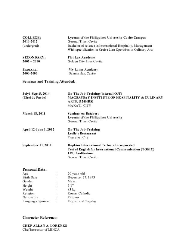 top tips for writing your online dating profile resume for culinary