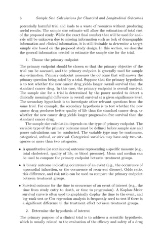 Sample Size Calculations For Clustered And Longitudinal Outcomes In ...