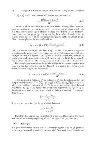 Sample Size Calculations For Clustered And Longitudinal Outcomes In ...