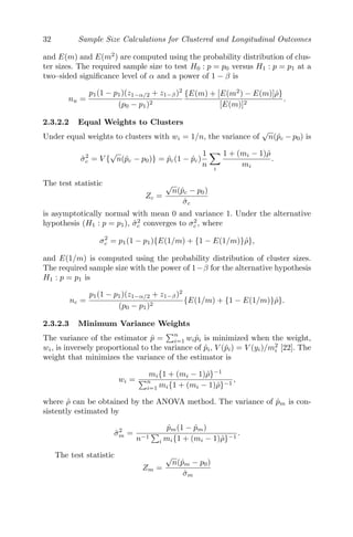 Sample Size Calculations For Clustered And Longitudinal Outcomes In ...