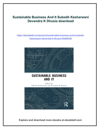Sustainable Business And It Subodh Kesharwani Devendra K Dhusia | PDF
