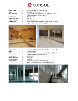 Qatar Consol Company Profile | PDF