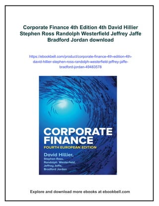 Corporate Finance 4th Edition 4th David Hillier Stephen Ross