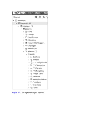 Figure 1-4: The pgAdmin object browser
 