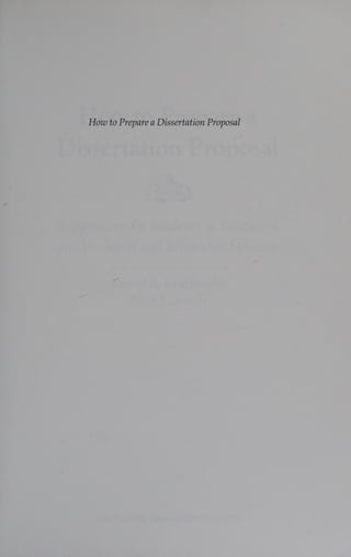 How to Prepare a Dissertation Proposal
 