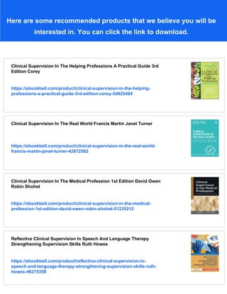 Clinical Supervision In The Helping Professions A Practical Guide 2nd ...
