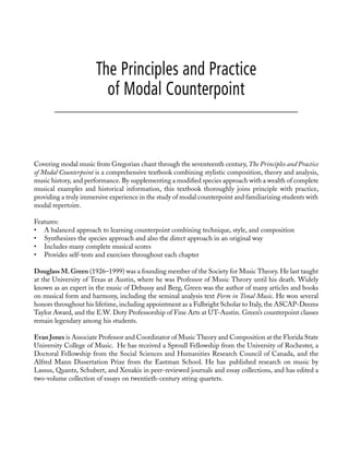 Modal Counterpoint Questions The Principles And Practice Of Modal Counterpoint Douglass Green | PDF