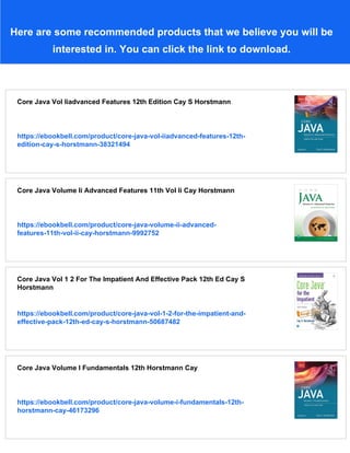 Core Java Vol Iiadvanced Features 12th Edition Cay S Horstmann | PDF