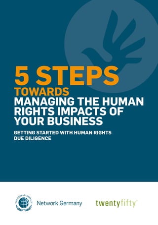 5 STEPSTOWARDS
MANAGING THE HUMAN
RIGHTS IMPACTS OF
YOUR BUSINESS
GETTING STARTED WITH HUMAN RIGHTS
DUE DILIGENCE
 