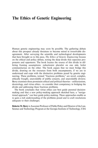The Ethics Of Genetic Engineering Roberta M Berry | PDF