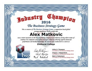 Elmhurst College
Alex Matkovic
2016
 