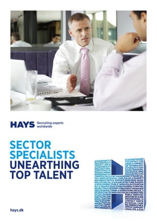 SECTOR
SPECIALISTS
UNEARTHING
TOP TALENT
hays.dk
 