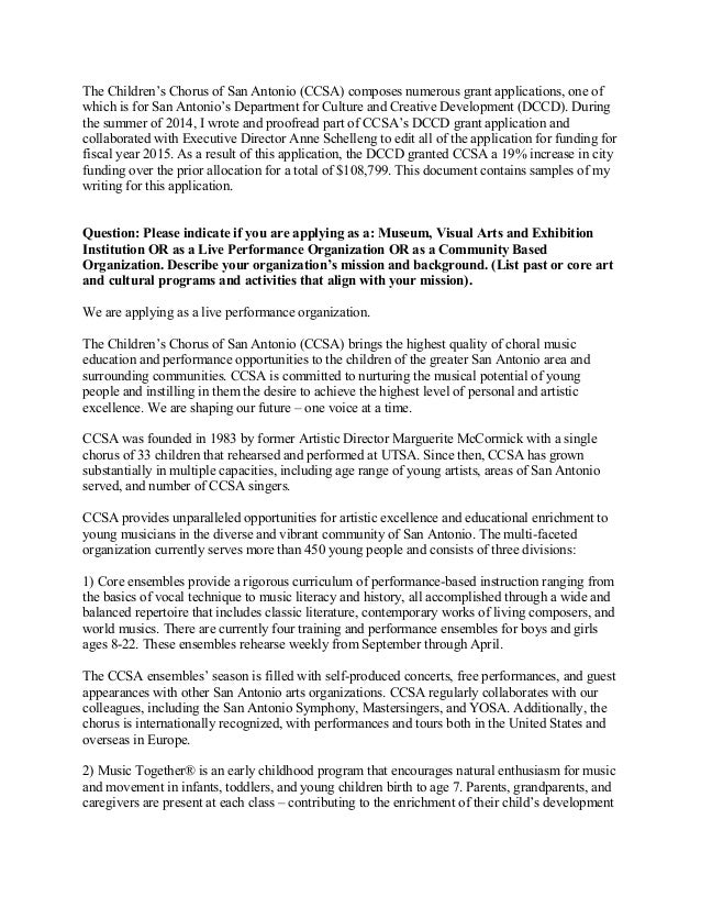 dccd grant application sample applications sample