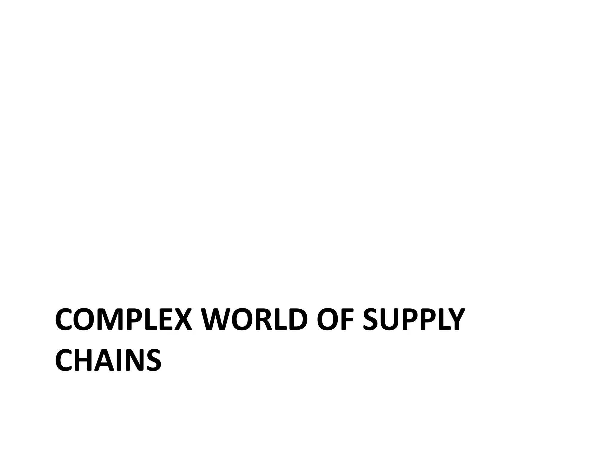 COMPLEX WORLD OF SUPPLY
CHAINS
 