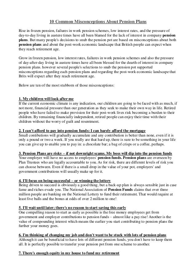 10 Common Misconceptions About Pension Plans