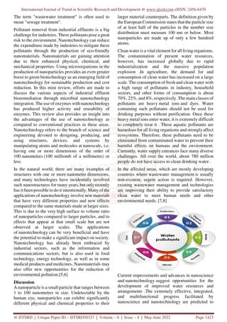 Purification of Wastewater by Metal Oxide Nanoparticles | PDF