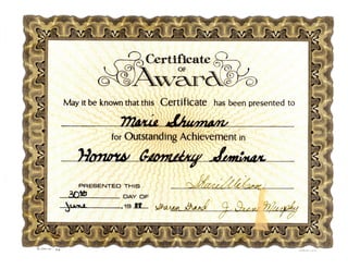 12.Honors Geometry Award.1988