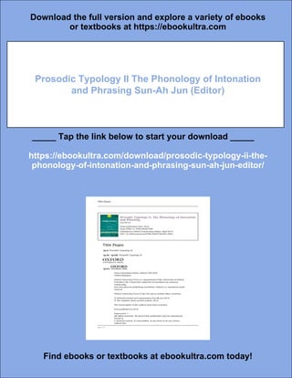 Prosodic Typology II The Phonology of Intonation and Phrasing Sun-Ah ...